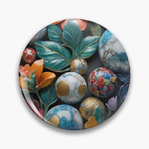 Item preview, 3D Marble Spheres, Balls with floral design, colorful flowers, trendy stylish background designed and sold by HAKKI ARSLAN.