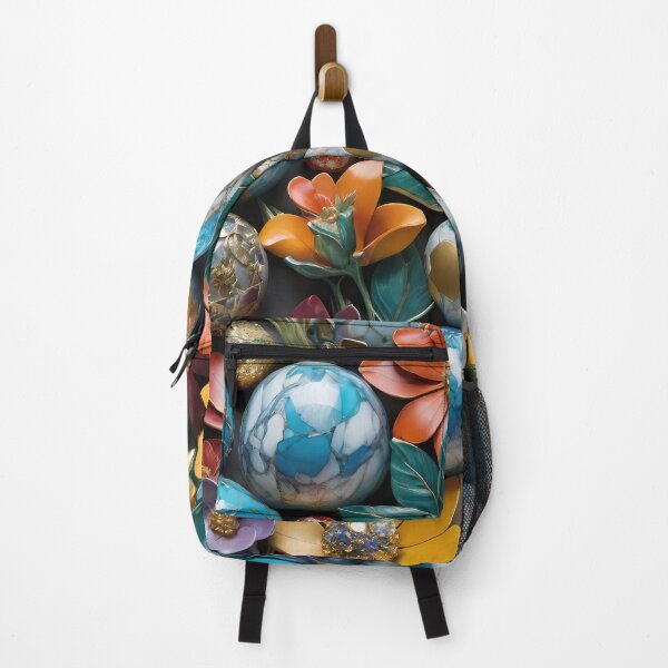 Item preview, 3D Marble Spheres, Balls with floral design, colorful flowers, trendy stylish background designed and sold by HAKKI ARSLAN.