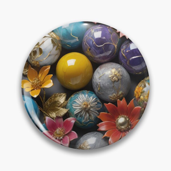 Item preview, 3D Marble Spheres, Balls with floral design, colorful flowers, trendy stylish background designed and sold by HAKKI ARSLAN.