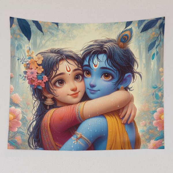 Item preview, Beautiful Radha Krishna Hugging Each Other designed and sold by VrindaArts.