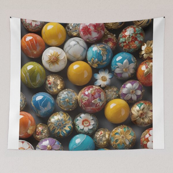 Item preview, 3D Marble Spheres, Balls with floral design, colorful flowers, trendy stylish background designed and sold by HAKKI ARSLAN.
