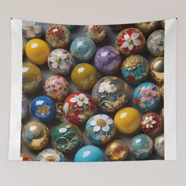 Item preview, 3D Marble Spheres, Balls with floral design, colorful flowers, trendy stylish background designed and sold by HAKKI ARSLAN.