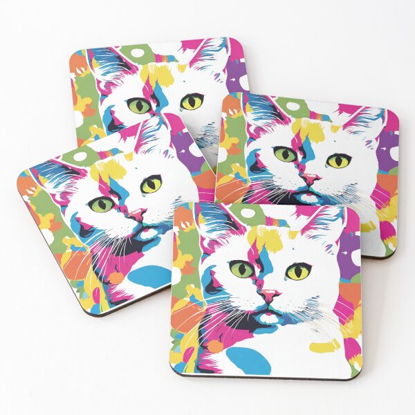 Item preview, Bright color pop art style cat designed and sold by RockyTees1.