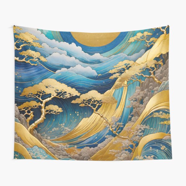 Item preview, Japanese style golden nature landscape background designed and sold by HAKKI ARSLAN.