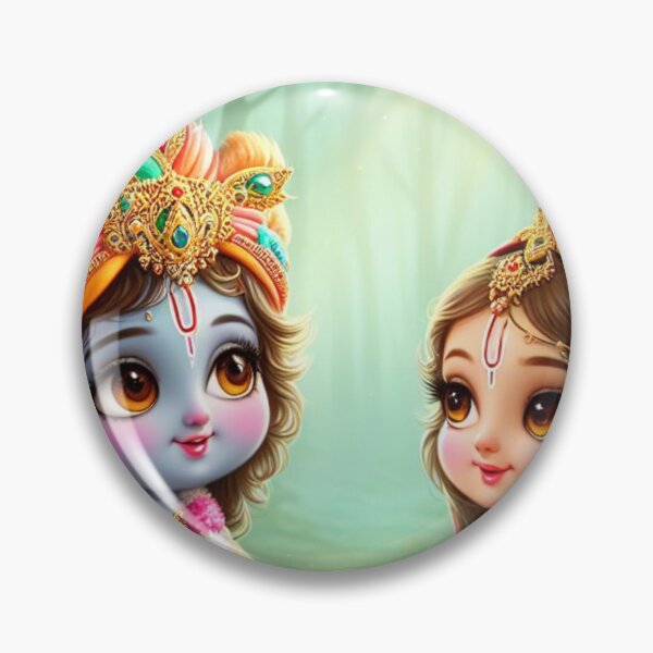 Item preview, Cute Baby Radha Krishna Images Looking at Each Other in Vrindavan designed and sold by VrindaArts.