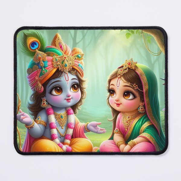Item preview, Cute Baby Radha Krishna Images Looking at Each Other in Vrindavan designed and sold by VrindaArts.