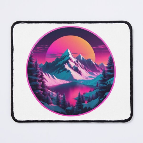 Item preview, Synthwave Snow Capped Mountains in neon colors designed and sold by EmeraldCauldren.
