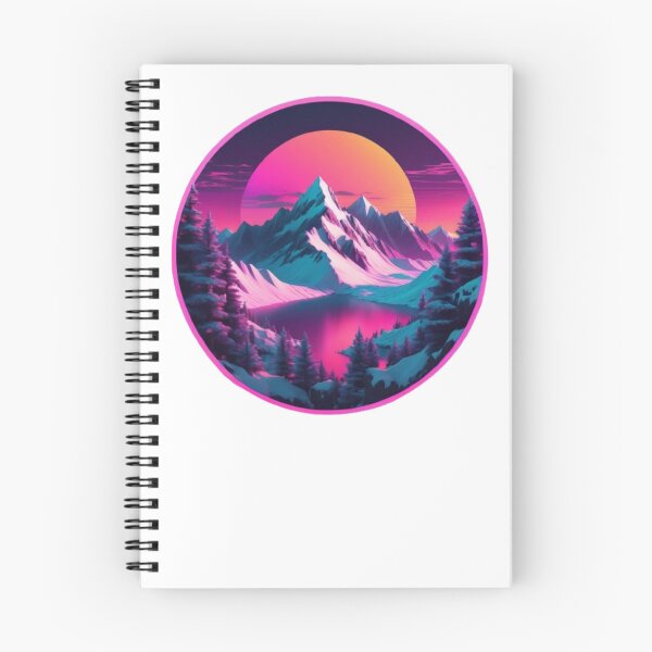 Item preview, Synthwave Snow Capped Mountains in neon colors designed and sold by EmeraldCauldren.