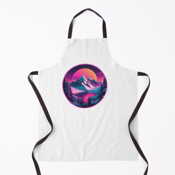 Aperçu de l'œuvre Synthwave Snow Capped Mountains aux couleurs néon créée et vendue par EmeraldCauldren.