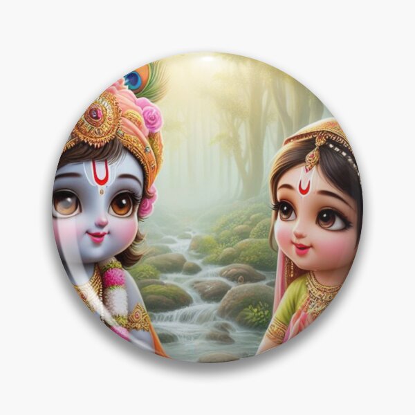 Item preview, Cute Baby Radha Krishna Images Looking at Each Other in Vrindavan designed and sold by VrindaArts.