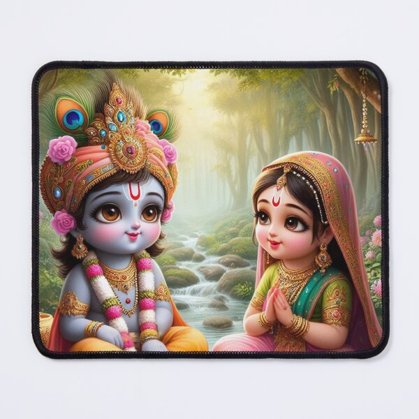Item preview, Cute Baby Radha Krishna Images Looking at Each Other in Vrindavan designed and sold by VrindaArts.