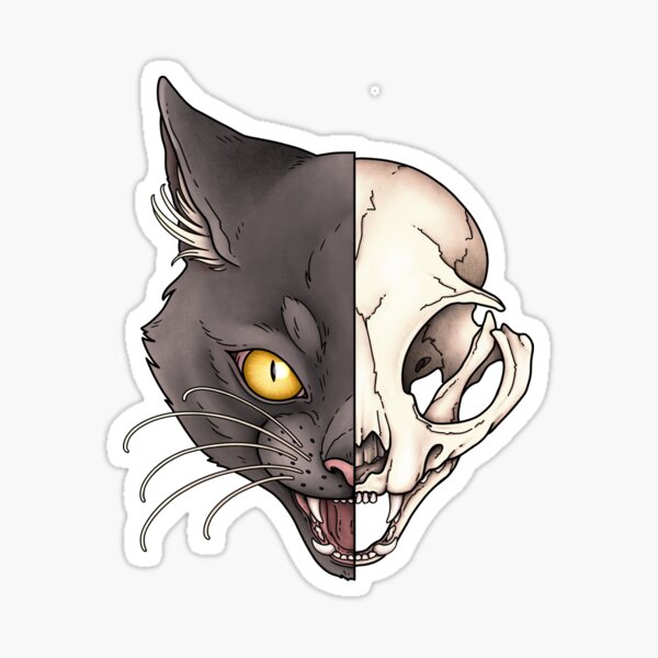 Artikel-Vorschau von Geierkultur Schwarzer Katzenschädel Hexerei Memento Mori Katzenschädel Fauchende Katze Thieran Furry Gothic Totenkopf Katze, designt und verkauft von Veymoth.