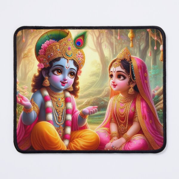 Item preview, Cute Baby Radha Krishna Images Looking at Each Other in Vrindavan designed and sold by VrindaArts.