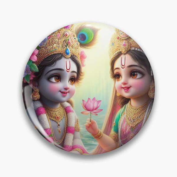 Item preview, Cute Baby Radha Krishna Images Looking at Each Other in Vrindavan designed and sold by VrindaArts.