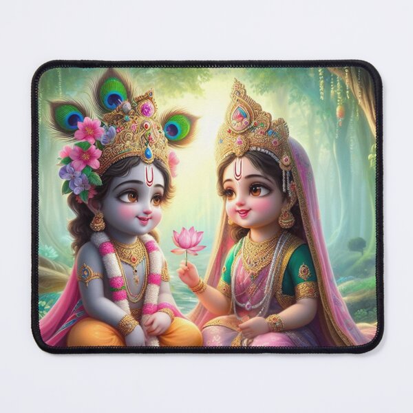 Item preview, Cute Baby Radha Krishna Images Looking at Each Other in Vrindavan designed and sold by VrindaArts.