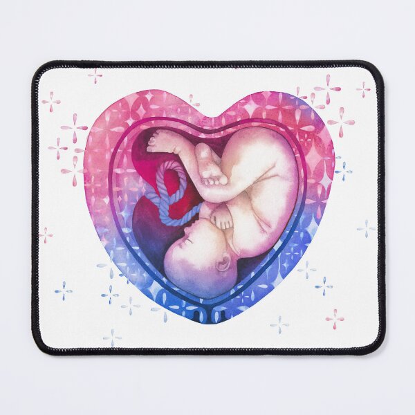 Item preview, Watercolor embryo inside the heart shaped womb with sparkles designed and sold by Ekaterina Glazkova.