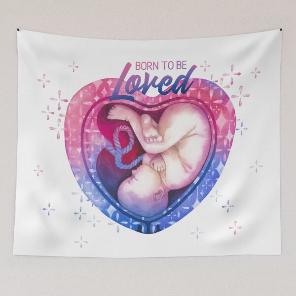 Item preview, Watercolor embryo inside the heart shaped womb with sparkles designed and sold by Ekaterina Glazkova.
