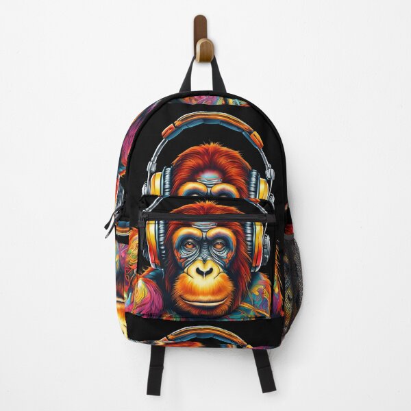 Item preview, Multi coloured tattoo steam punked Orangutan design - 2 on Black background designed and sold by Elizabeth-Banks.