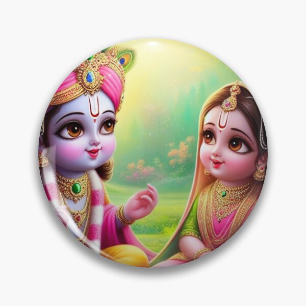 Item preview, Cute Baby Radha Krishna Images Looking at Each Other in Vrindavan designed and sold by VrindaArts.
