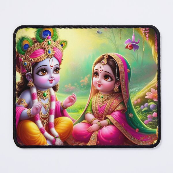 Item preview, Cute Baby Radha Krishna Images Looking at Each Other in Vrindavan designed and sold by VrindaArts.