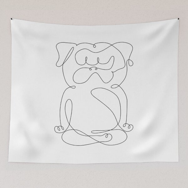Item preview, One Line Pug Yoga Lotus Pose designed and sold by Huebucket.