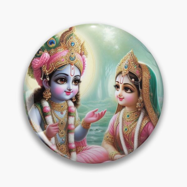 Item preview, Cute Baby Radha Krishna Looking at Each Other in Vrindavan designed and sold by VrindaArts.