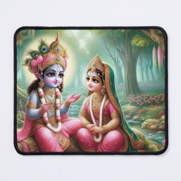 Item preview, Cute Baby Radha Krishna Looking at Each Other in Vrindavan designed and sold by VrindaArts.