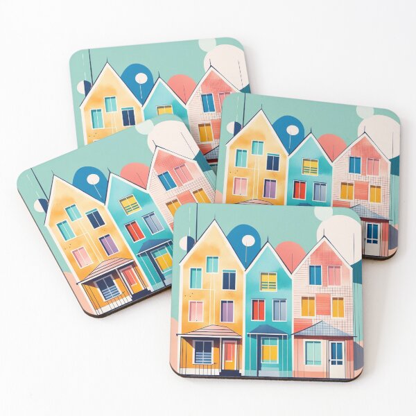 Item preview, Colorful, pastel houses by the sea designed and sold by sabellet.