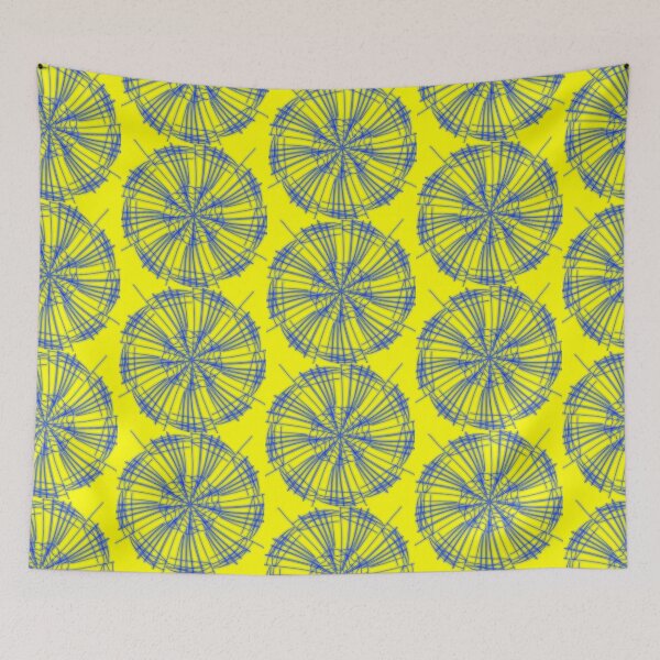 Item preview, Blue geometric abstract design on Yellow background  designed and sold by Stefrait-7.