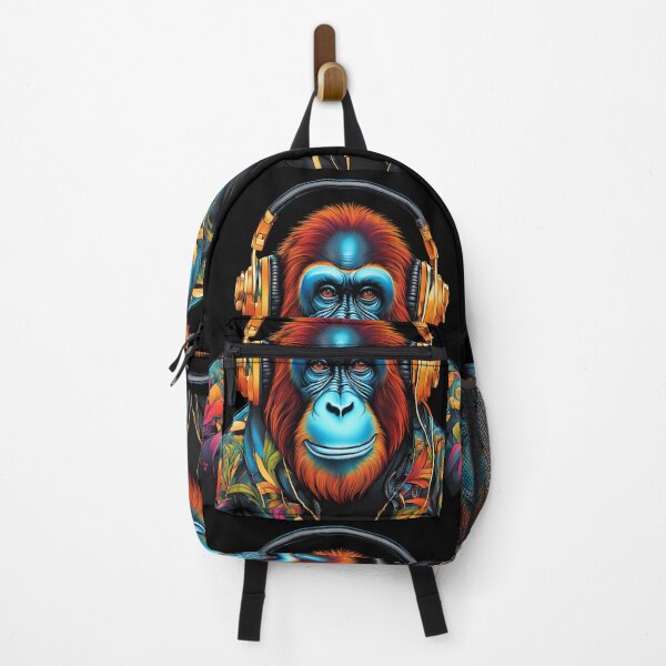 Item preview, Multi coloured tattoo steam punked Orangutan design - 3 on Black background designed and sold by Elizabeth-Banks.