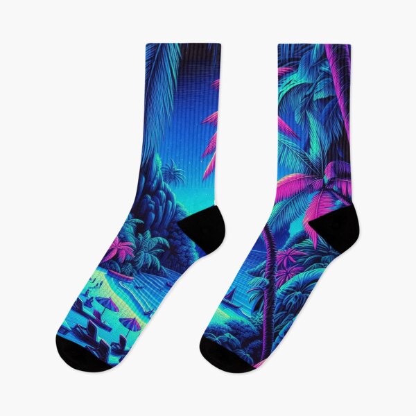 Item preview, A Tropical Beach with Vibrant Palms Swaying and a Stunning Sunset. designed and sold by redask2me.