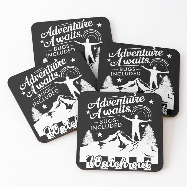Item preview, Adventure Awaits Bugs Included Watch out. Typographic Adventure Quote Dark Design designed and sold by Raise2Shine.