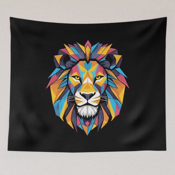 Item preview, Lion lion head geometric geometry colorful gift designed and sold by Pineapple-Tree.