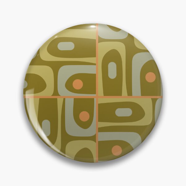 Item preview, Mid Century Modern Piquet Retro Abstract Tiled Pattern in Vintage Olive Green and Cantaloupe Orange designed and sold by kierkegaard.