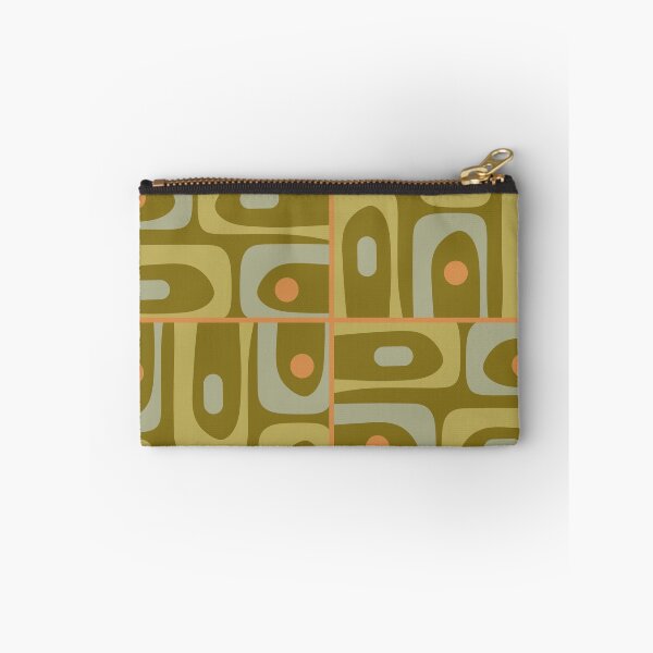 Item preview, Mid Century Modern Piquet Retro Abstract Tiled Pattern in Vintage Olive Green and Cantaloupe Orange designed and sold by kierkegaard.