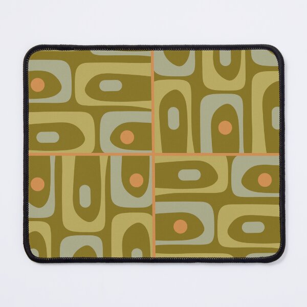 Item preview, Mid Century Modern Piquet Retro Abstract Tiled Pattern in Vintage Olive Green and Cantaloupe Orange designed and sold by kierkegaard.