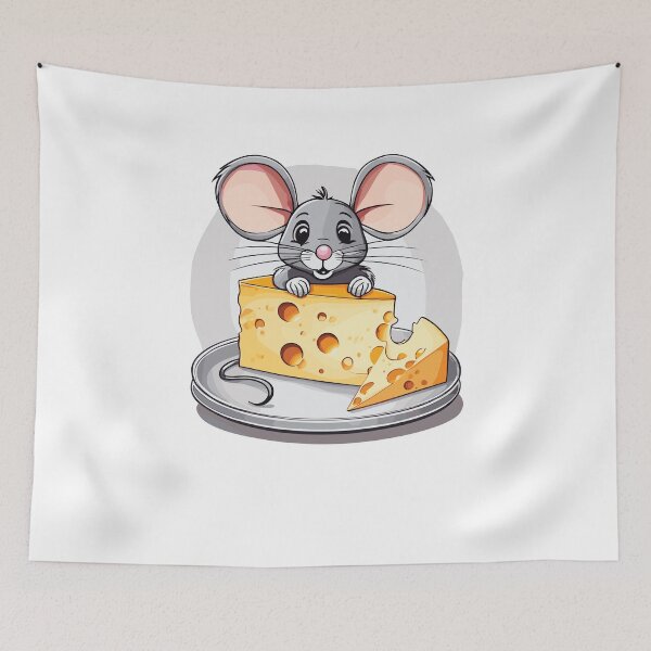 Item preview, Mouse is gnawing on cheese on a plate designed and sold by InwzaDesign.