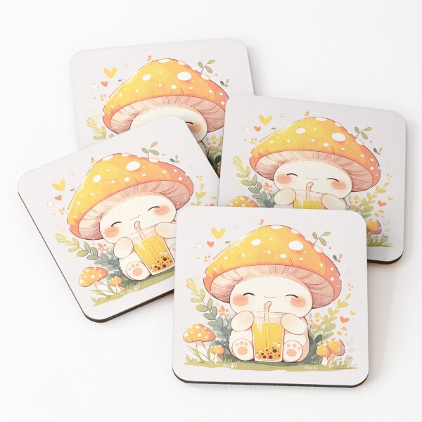 Item preview, Mushbaby enjoying bubble tea inspired designed and sold by Nowshin Tasnim.