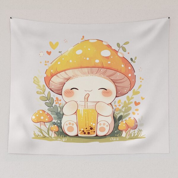 Item preview, Mushbaby enjoying bubble tea inspired designed and sold by Nowshin Tasnim.