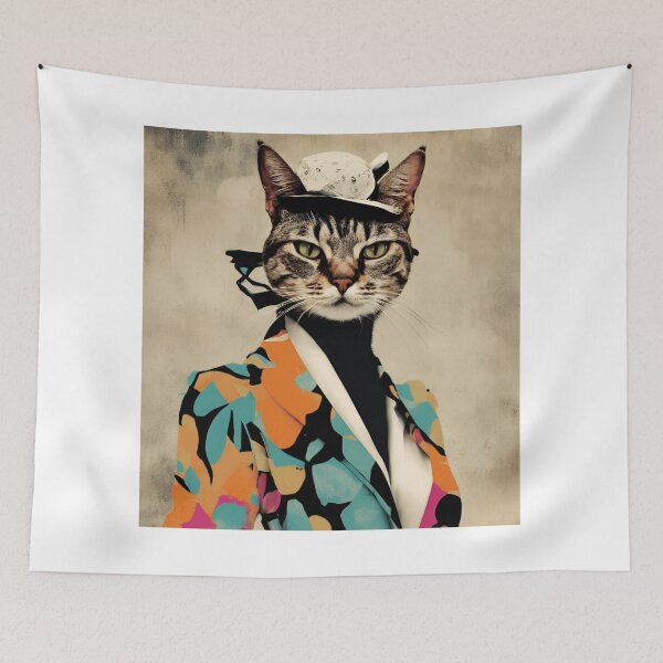 Item preview, Quirky Cat Artwork - Unique Feline Fashion Print designed and sold by MiszungART.
