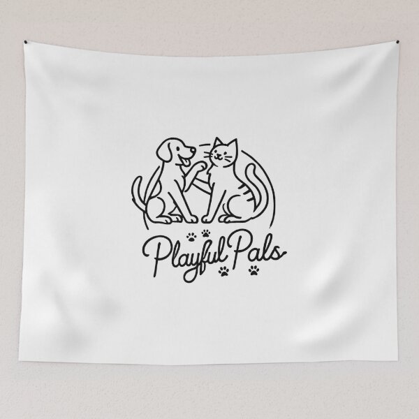 Item preview, Playful Pals Cat and Dog Line Art designed and sold by Tommy Studio.