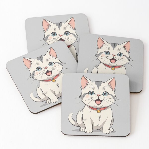 Item preview, a white cat with blue eyes and a red collar designed and sold by supakor.