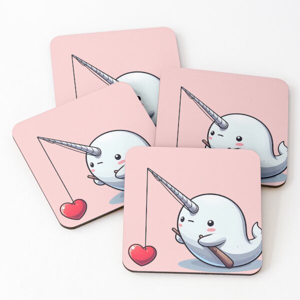 Item preview, Cute narwhal fishing a heart with horn designed and sold by TimeToMap.