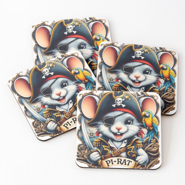 Item preview, Pirate Mouse with Parrot and Eye Patch designed and sold by Lilac32.