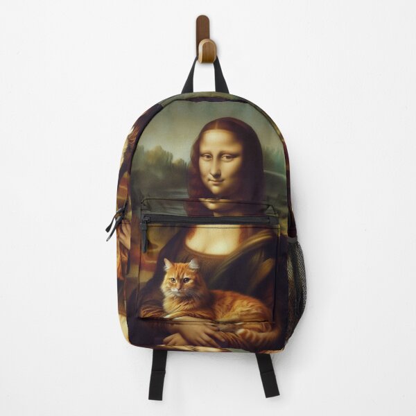 Item preview, Mona Lisa with Cat Da Vinci painting Gioconda parody Ginger Cat designed and sold by ArtUnova.