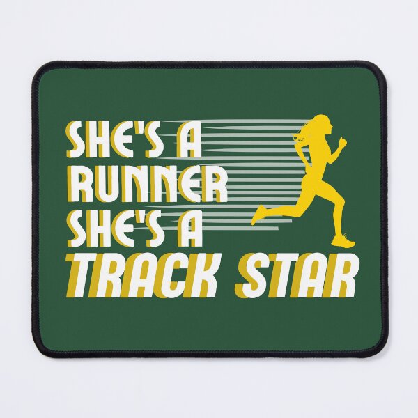 Item preview, She's a Runner She's a Track Star | Girls Track Field Cross Country | Green Gold designed and sold by GraysonPrints.