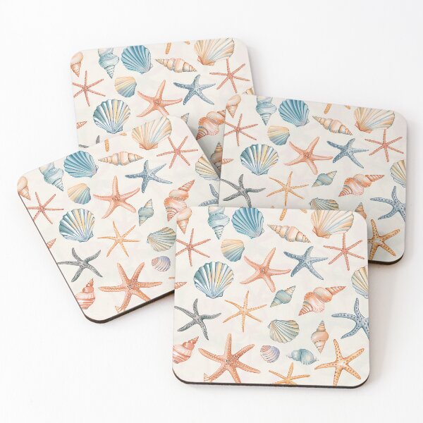 Item preview, Coastal beach  seashells starfish pattern coastal  colors  designed and sold by Inktown.