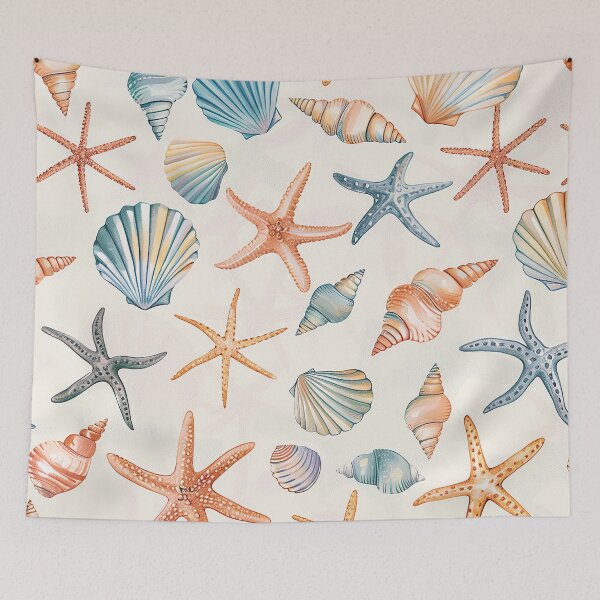 Item preview, Coastal beach  seashells starfish pattern coastal  colors  designed and sold by Inktown.
