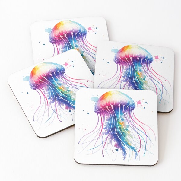 Item preview, Floating Jellyfish Watercolor Style White Background designed and sold by InsanseCreation.