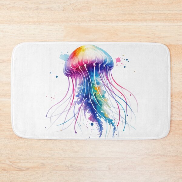 Item preview, Floating Jellyfish Watercolor Style White Background designed and sold by InsanseCreation.